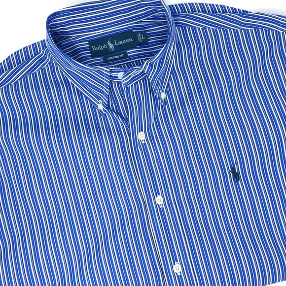 Ralph Lauren Other - Ralph Lauren Men's LS Custom Fit Blue Striped Lrg